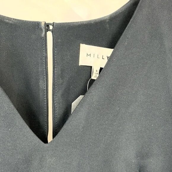 Milly Nicole Navy Italian Cady Bell Sleeve Shift Dress - Picture 9 of 10